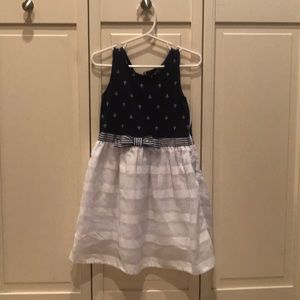 Girls navy blue and white dress, size 5